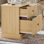 Table de chevet cannelée moderne, petite table de chevet de 61 cm avec 2 tiroirs, petite armoire de rangement d'appoint, table d'appoint à base incurvée et stable
