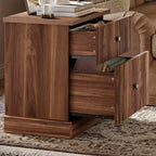 Table de chevet cannelée moderne, petite table de chevet de 61 cm avec 2 tiroirs, petite armoire de rangement d'appoint, table d'appoint à base incurvée et stable