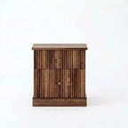 Modern Fluted Nightstand, 24 Bedside Table Small Accent Storage Cabinet with 2 Drawers, Curved Stable Base Side End Table