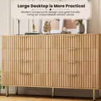 Commode 8 tiroirs, double commode large de 137 cm avec tiroirs profonds, meuble de rangement en bois et support TV