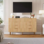 Commode 8 tiroirs, double commode large de 137 cm avec tiroirs profonds, meuble de rangement en bois et support TV