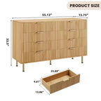 Commode 8 tiroirs, double commode large de 137 cm avec tiroirs profonds, meuble de rangement en bois et support TV