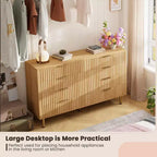Commode 8 tiroirs, double commode large de 137 cm avec tiroirs profonds, meuble de rangement en bois et support TV