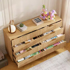 Commode 8 tiroirs, double commode large de 137 cm avec tiroirs profonds, meuble de rangement en bois et support TV