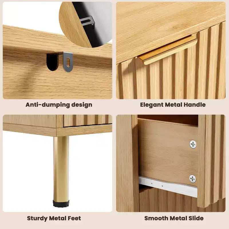 Commode 8 tiroirs, double commode large de 137 cm avec tiroirs profonds, meuble de rangement en bois et support TV