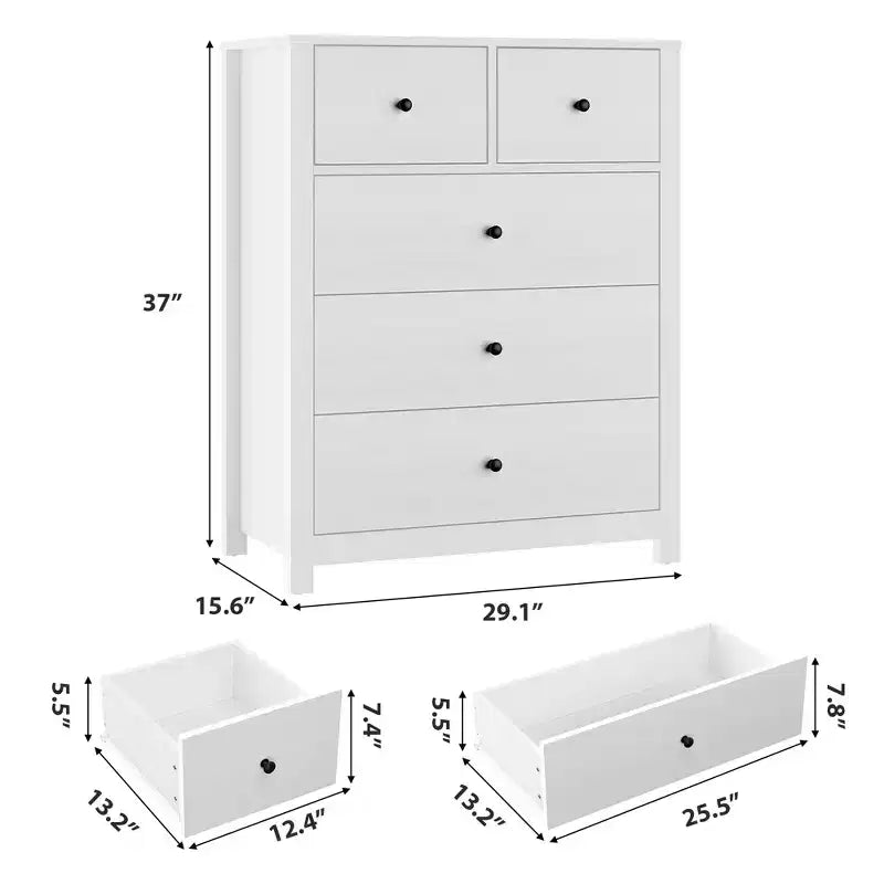 Commode moderne à 5 tiroirs pour chambre, grande commode en bois, organisateur de rangement spacieux, tiroirs pour entrée, couloir, placard, chambre d'enfant, bureau à domicile