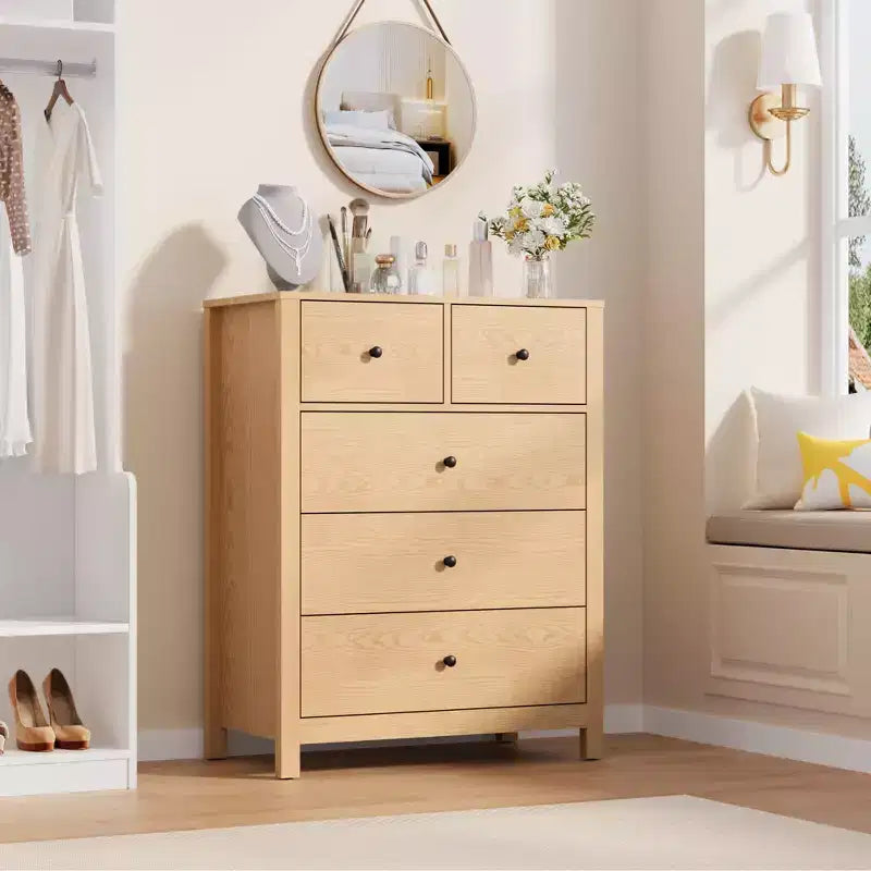 Commode moderne à 5 tiroirs pour chambre, grande commode en bois, organisateur de rangement spacieux, tiroirs pour entrée, couloir, placard, chambre d'enfant, bureau à domicile