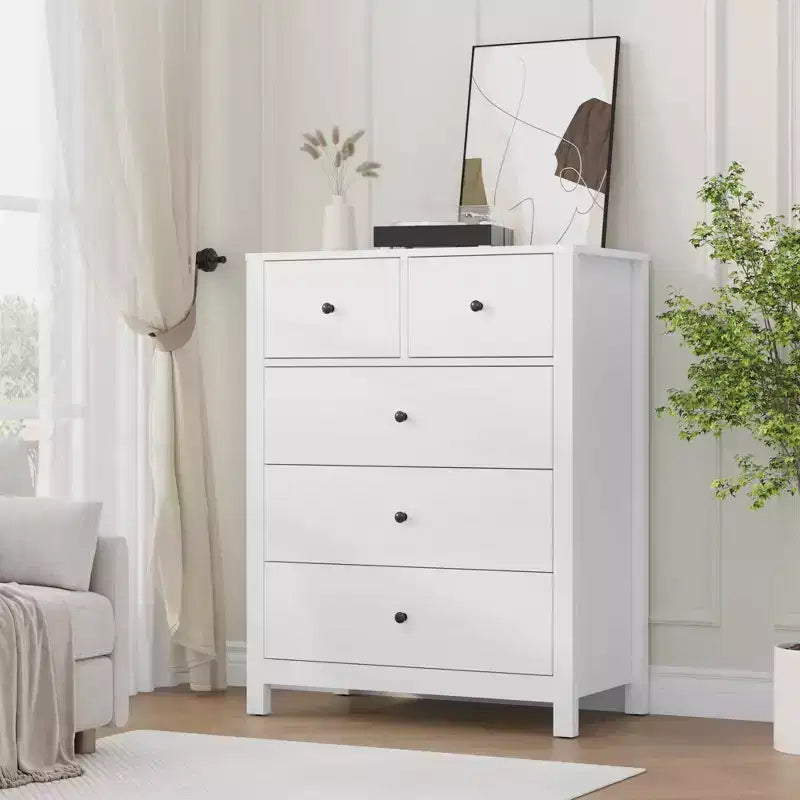 Commode moderne à 5 tiroirs pour chambre, grande commode en bois, organisateur de rangement spacieux, tiroirs pour entrée, couloir, placard, chambre d'enfant, bureau à domicile