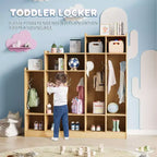 Porte-manteau en bois à 5 sections pour enfants - 9 casiers de rangement, 10 crochets - Organisateur pour crèche, maternelle, maison, chambre d'enfant, école