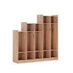 Porte-manteau en bois à 5 sections pour enfants - 9 casiers de rangement, 10 crochets - Organisateur pour crèche, maternelle, maison, chambre d'enfant, école