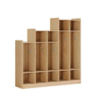 Porte-manteau en bois à 5 sections pour enfants - 9 casiers de rangement, 10 crochets - Organisateur pour crèche, maternelle, maison, chambre d'enfant, école