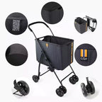 Poussette de courses - Noir - Chariot utilitaire à roulettes