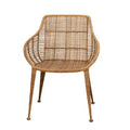 Storied Home Rattan Arm Chair Natural: Wrought Iron Frame, No Assembly, Dry Dust Care, Adult Use