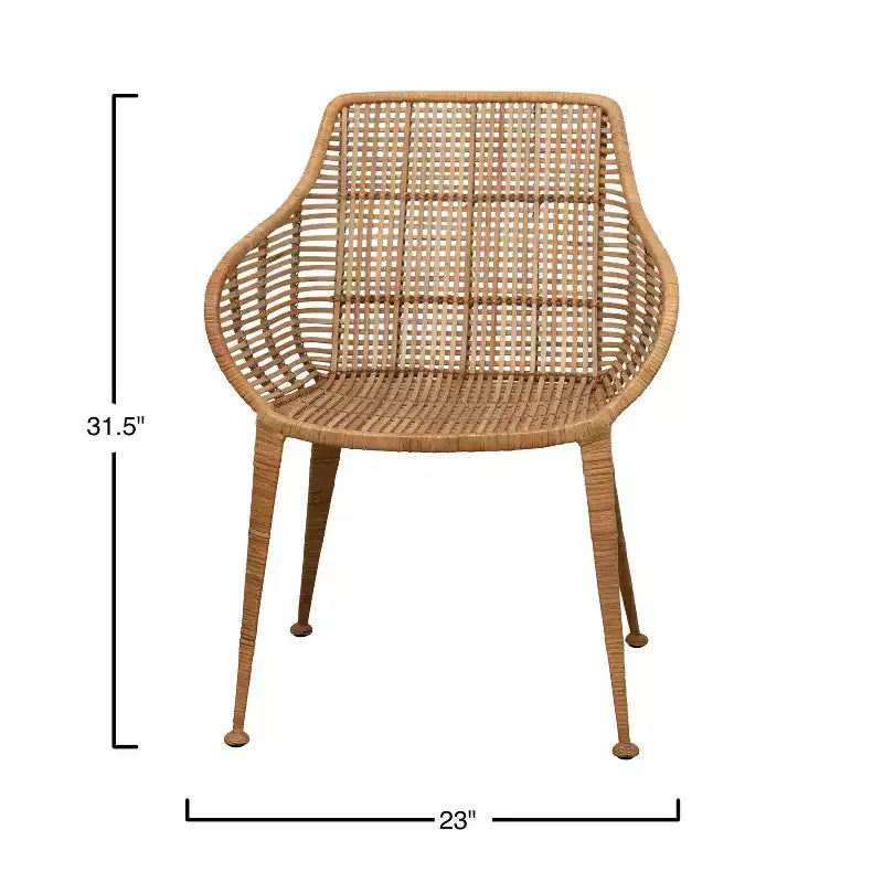 Fauteuil en rotin naturel : Structure en fer forgé, Aucun assemblage, Entretien par époussetage à sec, Usage adulte