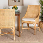 bali & pari Bella Modern Bohemian Natural Brown Rattan Dining Chair