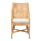 Chaise de salle à manger en rotin brun naturel bohème moderne