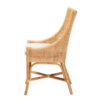 Chaise de salle à manger en rotin brun naturel bohème moderne