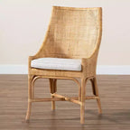 Chaise de salle à manger en rotin brun naturel bohème moderne