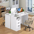Bureau informatique de 108 cm avec station de charge intégrée, 3 tiroirs et une étagère ouverte