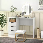 Bureau informatique de 108 cm avec station de charge intégrée, 3 tiroirs et une étagère ouverte