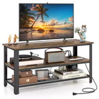 Costway TV Stand for TVs up to 50 Inches 3-tier TV Console Table with Power Outlets USB Ports Storage Shelves