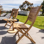 Chaise pliante de patio d'extérieur en teck naturel nordique - Beige