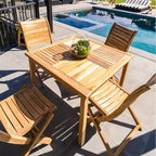 Chaise pliante de patio d'extérieur en teck naturel nordique - Beige