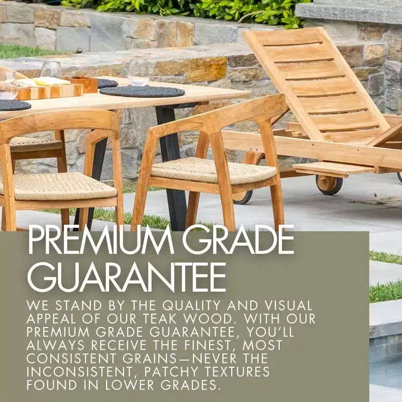 Chaise pliante de patio d'extérieur en teck naturel nordique - Beige