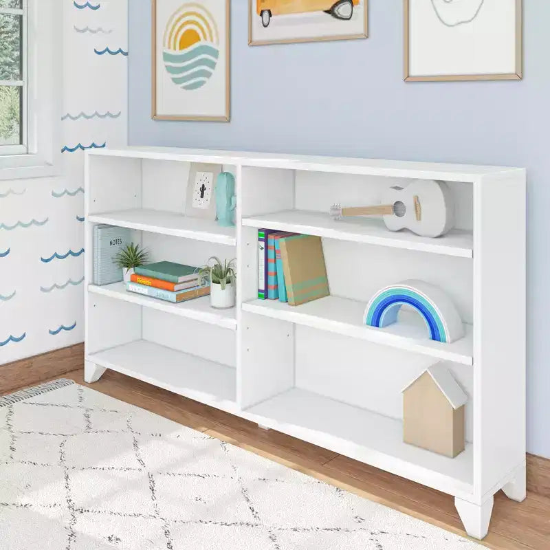 Bibliothèque classique à 6 étagères, bibliothèque en bois massif pour chambre d'enfant/salle de jeux
