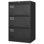 3 Drawer Lateral File Cabinet, Metal Lockable File Cabinet With Lock For Legal/Letter/A4/F4, Locking Filing Cabinet With Anti Tipping Function
