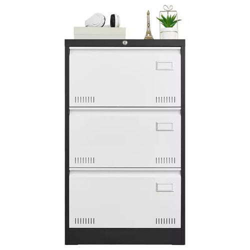 Armoire de classement latérale à 3 tiroirs, armoire de classement métallique verrouillable avec serrure pour dossiers de format légal/lettre/A4/F4, classeur verrouillable avec fonction anti-basculement