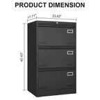 Armoire de classement latérale à 3 tiroirs, armoire de classement métallique verrouillable avec serrure pour dossiers de format légal/lettre/A4/F4, classeur verrouillable avec fonction anti-basculement