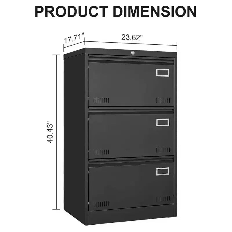 Armoire de classement latérale à 3 tiroirs, armoire de classement métallique verrouillable avec serrure pour dossiers de format légal/lettre/A4/F4, classeur verrouillable avec fonction anti-basculement