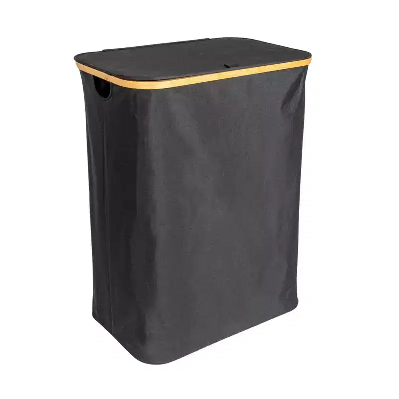Sleek Laundry Hamper with Dual Mesh Liners and Lid, Black