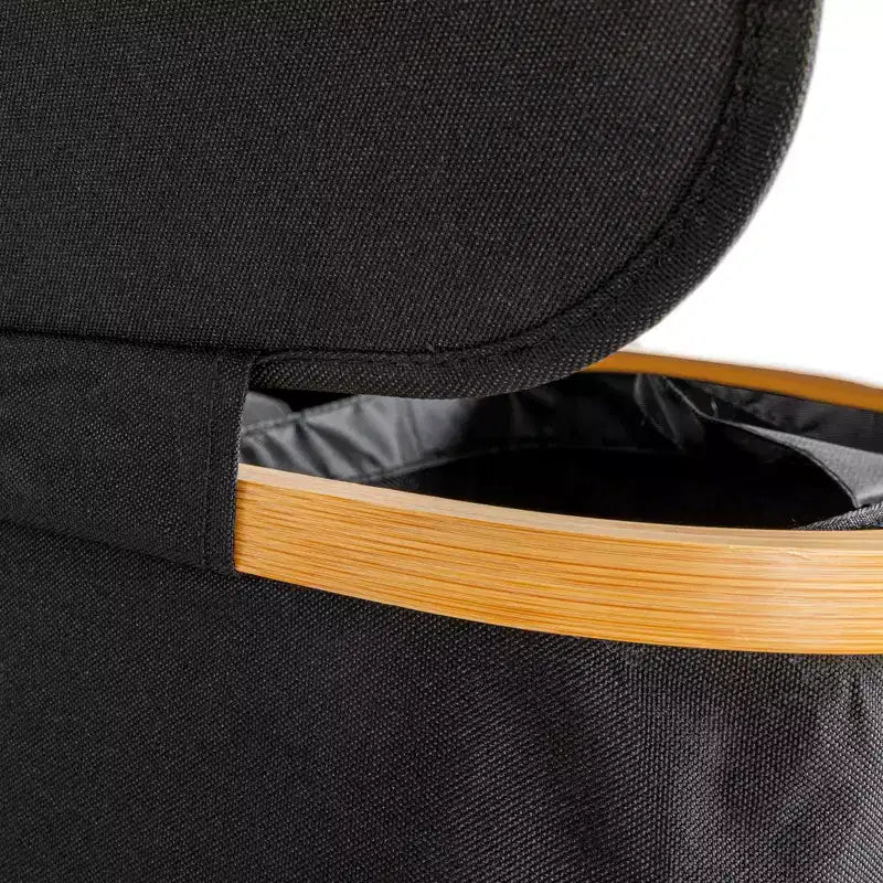 Panier à linge élégant avec deux sacs en maille et couvercle, Noir