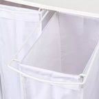 Centre de lessive à 3 sacs, Tablettes en stratifié lisse, Cadre en acier robuste, Barre de suspension, Options de pieds à roulettes et fixes