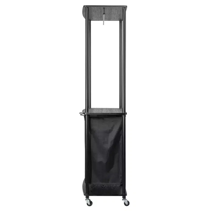 Centre de lessive à 3 sacs, Tablettes en stratifié lisse, Cadre en acier robuste, Barre de suspension, Options de pieds à roulettes et fixes