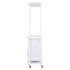 Centre de lessive à 3 sacs, Tablettes en stratifié lisse, Cadre en acier robuste, Barre de suspension, Options de pieds à roulettes et fixes