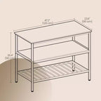 Meuble Îlot de Cuisine avec 3 Étagères, Table Îlot, Étagère de Cuisine de 120 cm de Large avec Grand Plan de Travail, Structure en Acier Stable, Industriel, Facile à Assembler