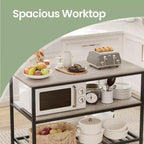 Meuble Îlot de Cuisine avec 3 Étagères, Table Îlot, Étagère de Cuisine de 120 cm de Large avec Grand Plan de Travail, Structure en Acier Stable, Industriel, Facile à Assembler