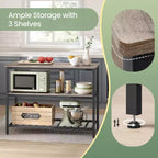 Meuble Îlot de Cuisine avec 3 Étagères, Table Îlot, Étagère de Cuisine de 120 cm de Large avec Grand Plan de Travail, Structure en Acier Stable, Industriel, Facile à Assembler