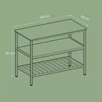 Meuble Îlot de Cuisine avec 3 Étagères, Table Îlot, Étagère de Cuisine de 120 cm de Large avec Grand Plan de Travail, Structure en Acier Stable, Industriel, Facile à Assembler