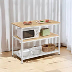 Meuble Îlot de Cuisine avec 3 Étagères, Table Îlot, Étagère de Cuisine de 120 cm de Large avec Grand Plan de Travail, Structure en Acier Stable, Industriel, Facile à Assembler