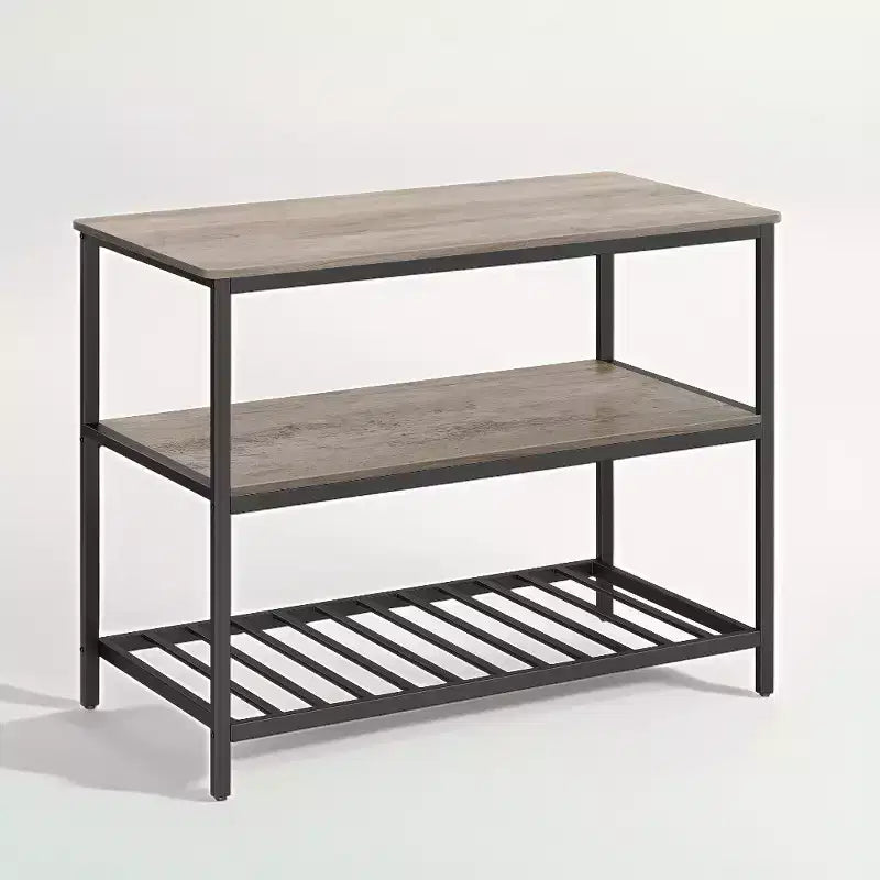 Meuble Îlot de Cuisine avec 3 Étagères, Table Îlot, Étagère de Cuisine de 120 cm de Large avec Grand Plan de Travail, Structure en Acier Stable, Industriel, Facile à Assembler