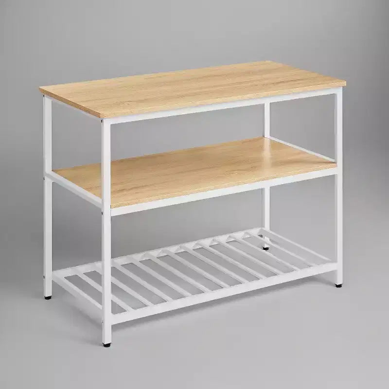 Meuble Îlot de Cuisine avec 3 Étagères, Table Îlot, Étagère de Cuisine de 120 cm de Large avec Grand Plan de Travail, Structure en Acier Stable, Industriel, Facile à Assembler