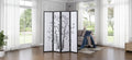 Roundhill Furniture Bamboo Print 4-Panel Framed Room Divider, Black