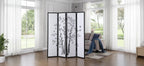 Roundhill Furniture Bamboo Print 4-Panel Framed Room Divider, Black