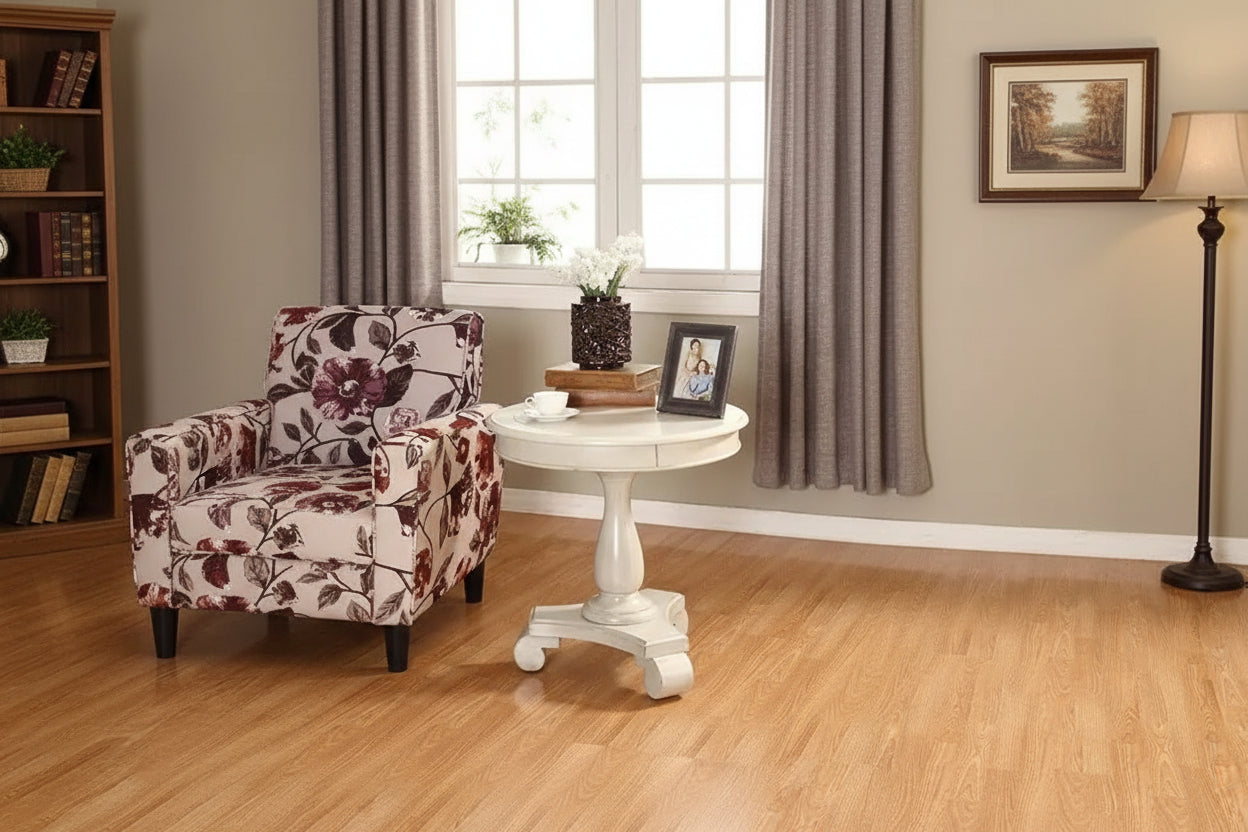 Rene White Round Wood Pedestal Side Table