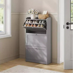 VASAGLE Shoe Cabinet with 3 Flip Drawers, Shoe Storage Cabinet, Adjustable and Removable Dividers,, 9.4 x 23.6 x 42.5 Inches